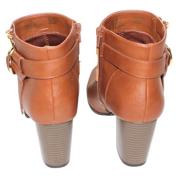 Faux Brown Leather and Gold Heeled Bootie Size 8.5 - Picture 4 of 5